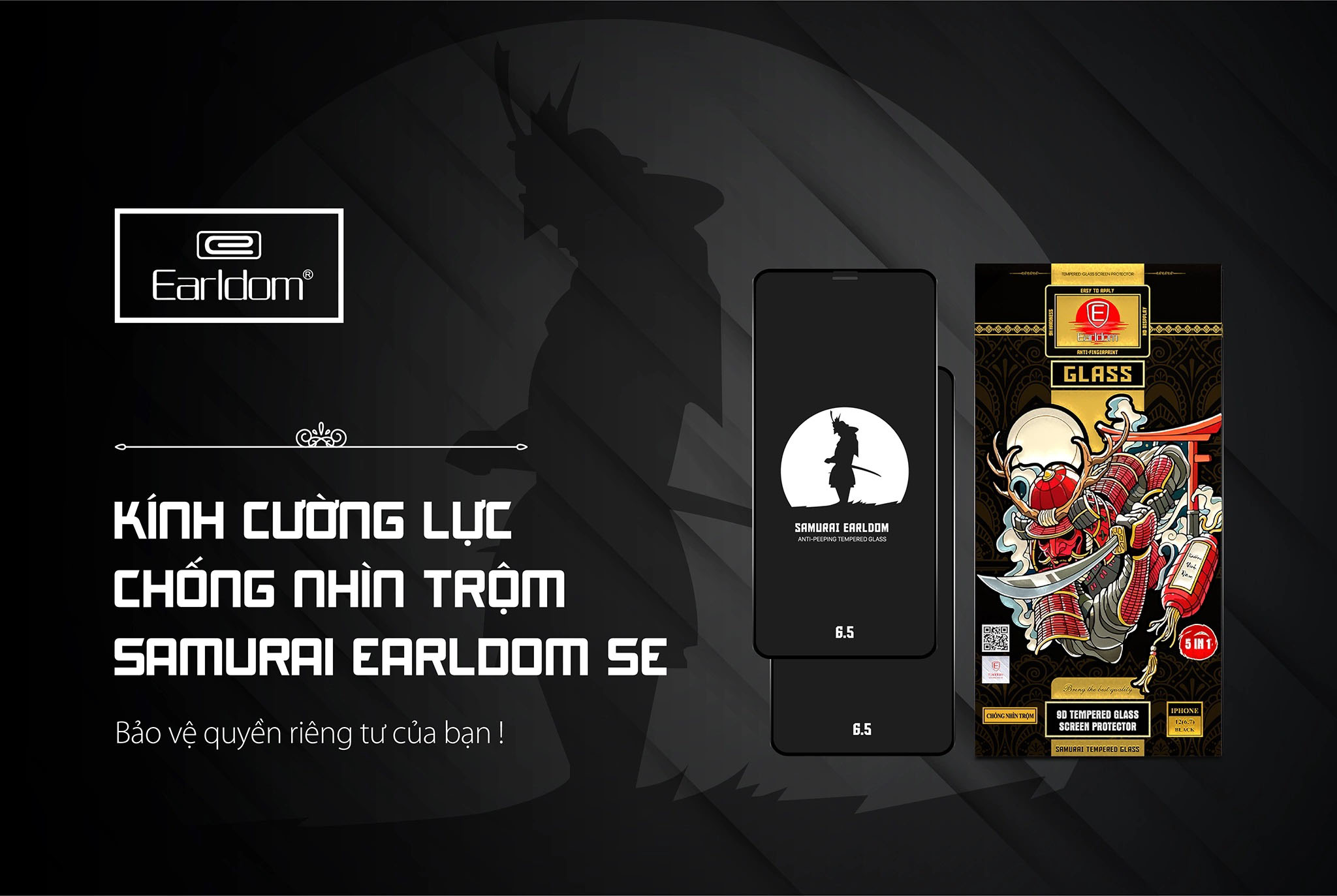 Kính Cường Lực Chống Nhìn Trộm Dành Cho IPhone Samurai Earldom SE